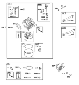 Carburetor And Fuel Supply Group Diagram and Parts List for 33R877-0015-B5 200000 - 399999 Briggs and Stratton Engine